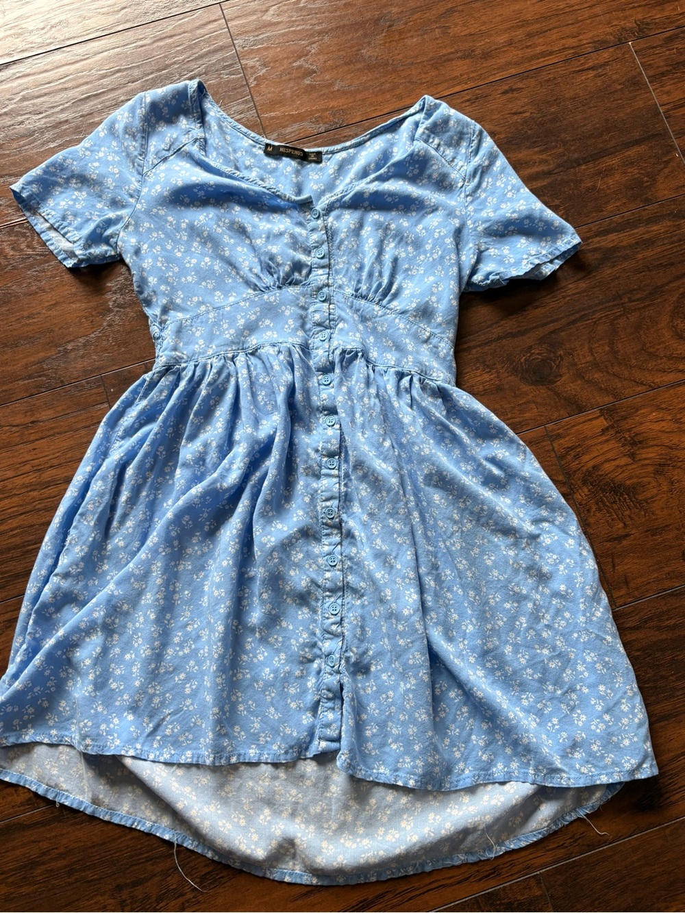 Light Blue Floral Button-Front Dress